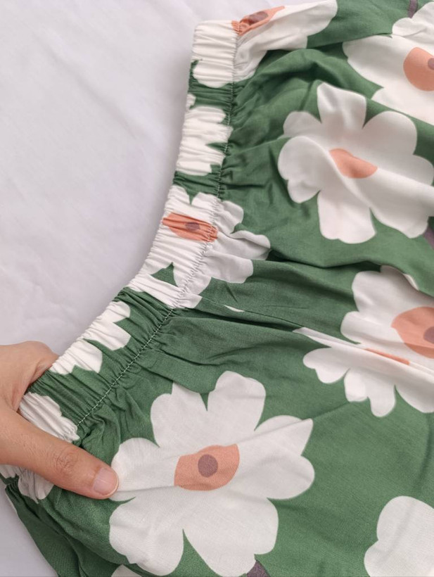 شلوار راحتی نخی تایلندی زنانه راسته مرغک دار