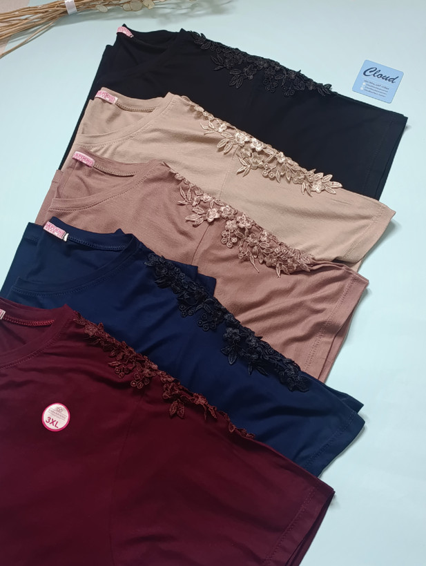 تیشرت مجلسی زنانه سرشانه گیپور ویسکوز