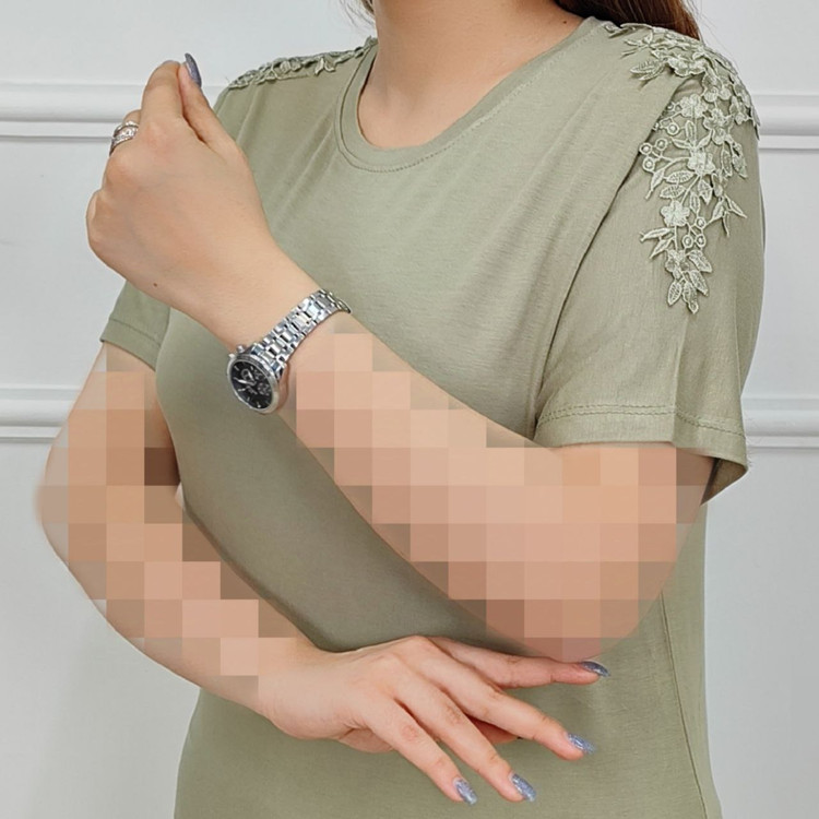 تیشرت مجلسی زنانه سرشانه گیپور ویسکوز