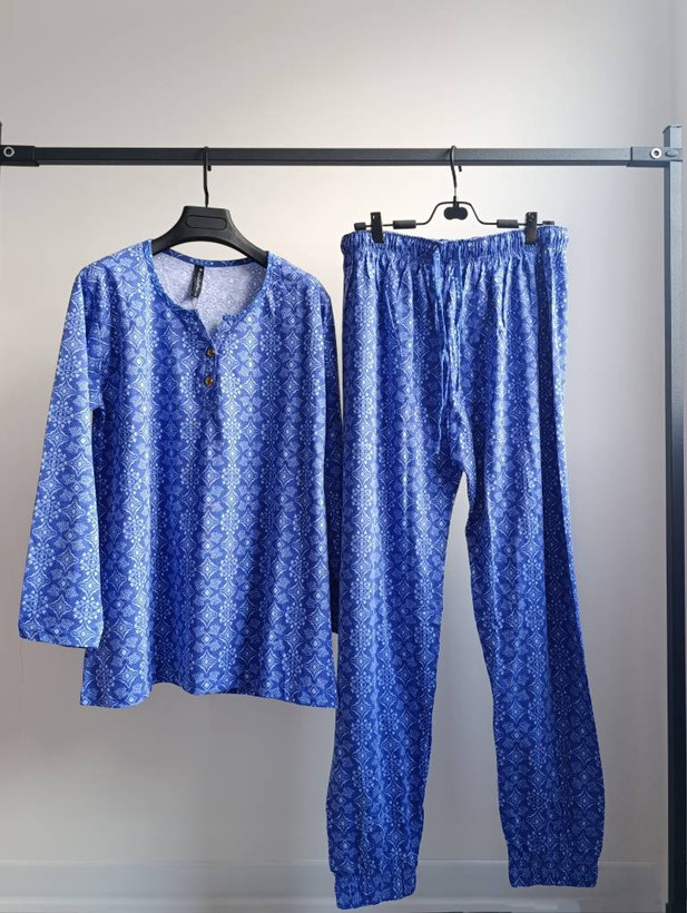 ست بلوز آستین بلند و شلوار زنانه نخ پنبه multiblue