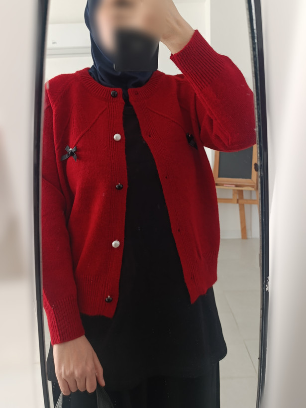 ژاکت بافت زنانه مجلسی کاردیگن پاپیونی