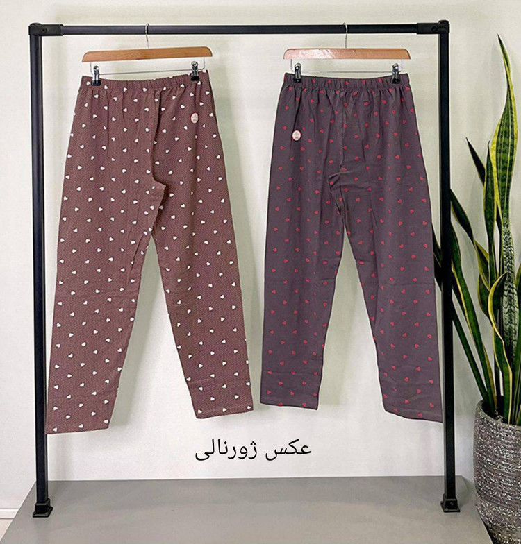 شلوار راحتی زنانه پنبه طرحدار فاق بلند مرغک دار