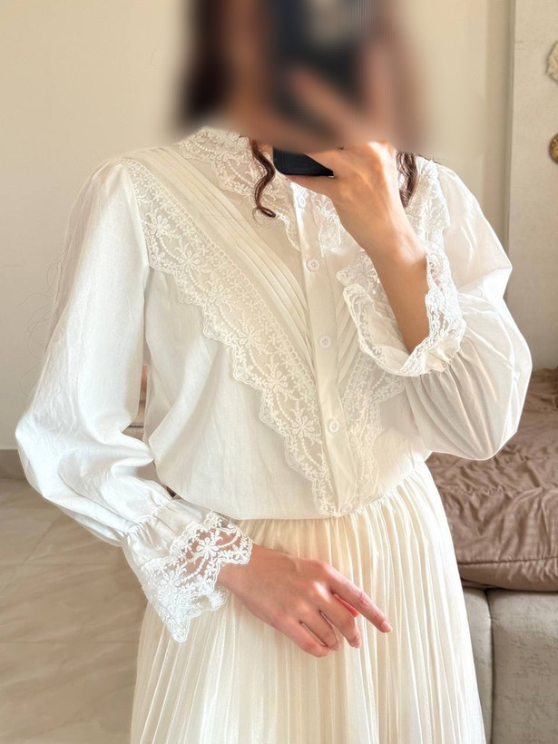 شومیز مجلسی زنانه گیپوری وارداتی (بلوز مجلسی آستین بلند)