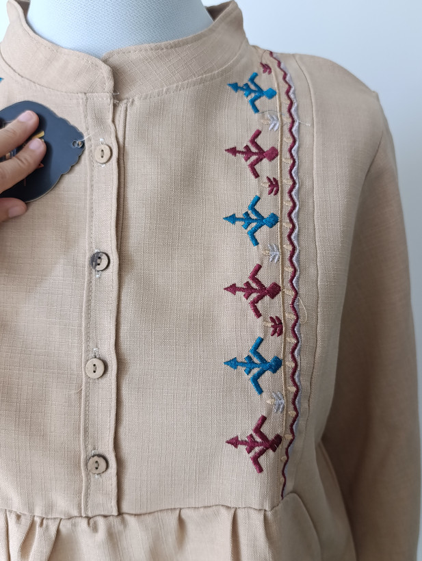 شومیز مانتویی تونیک گلدوزی زنانه جلو دکمه